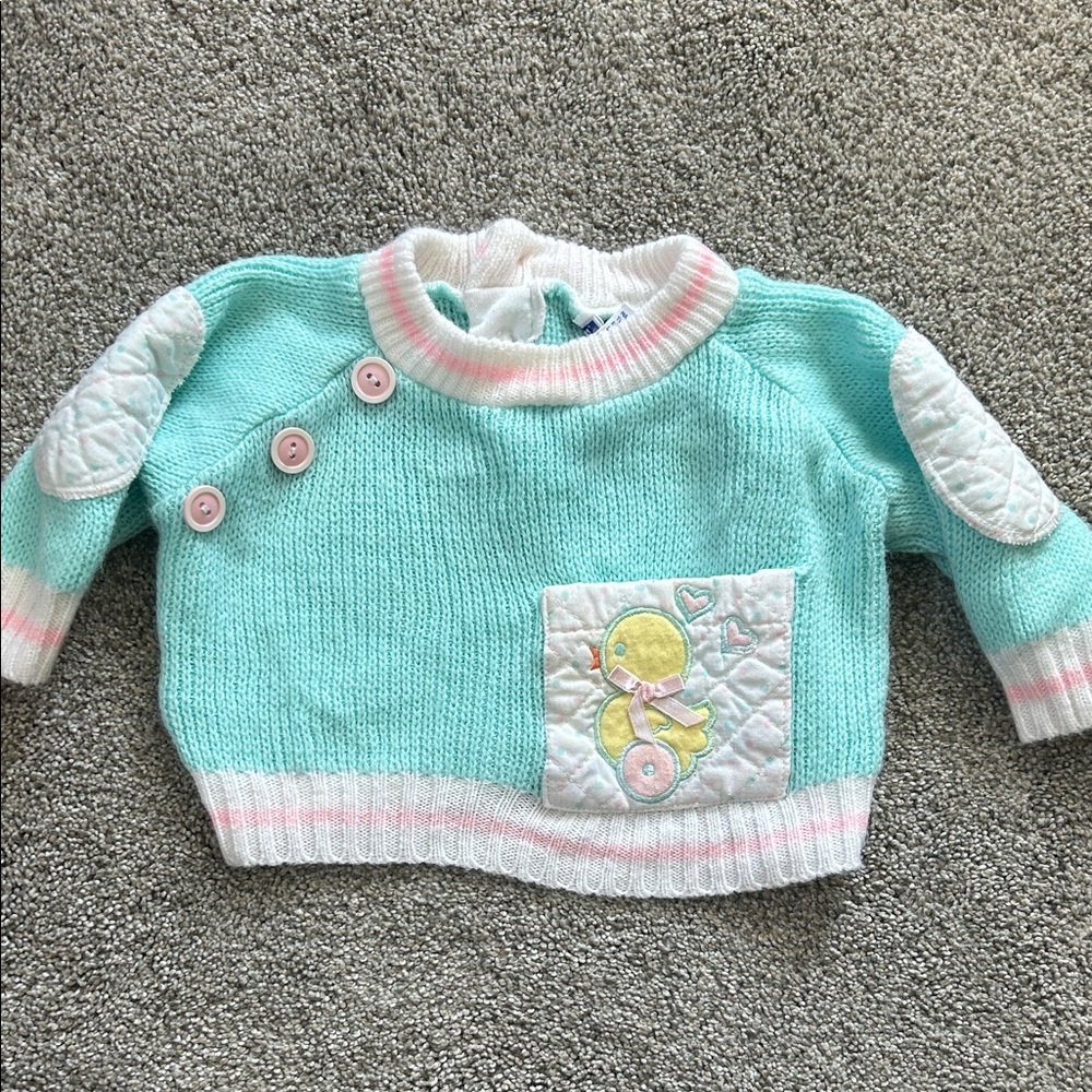 Vintage Baby Knit Duck Sweater - 3-6 Months
